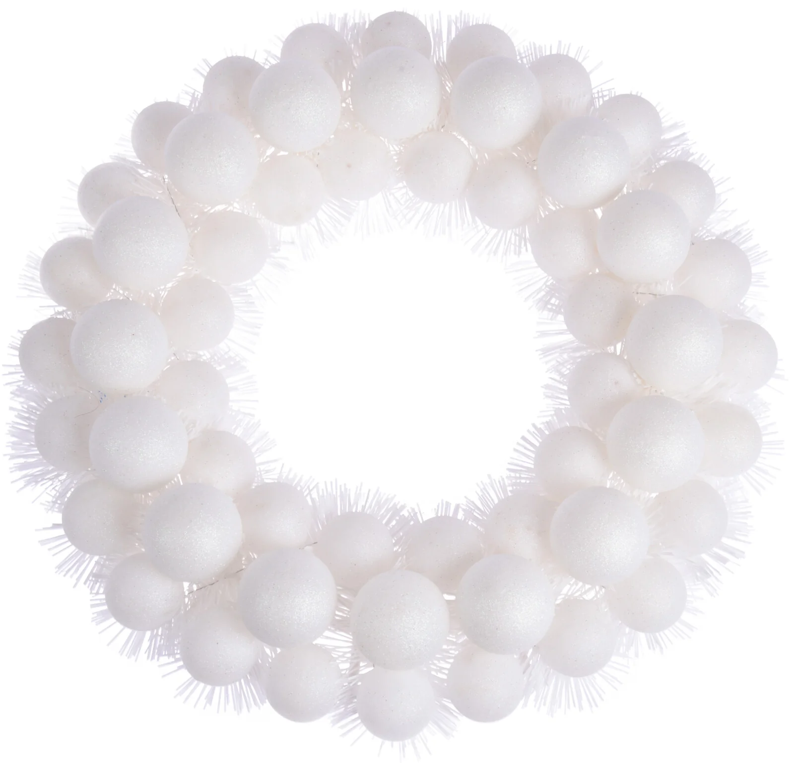 Tinsel & Bauble Wreath White 38cm