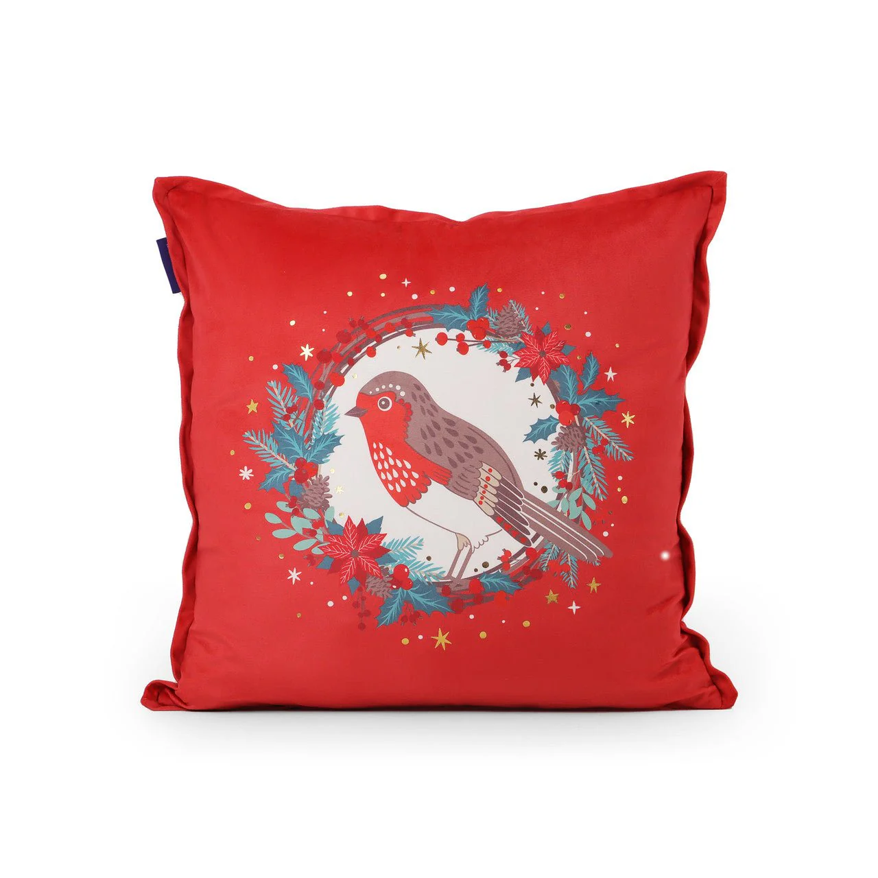 TIPPERARY CRYSTAL Christmas Cushion - Robin