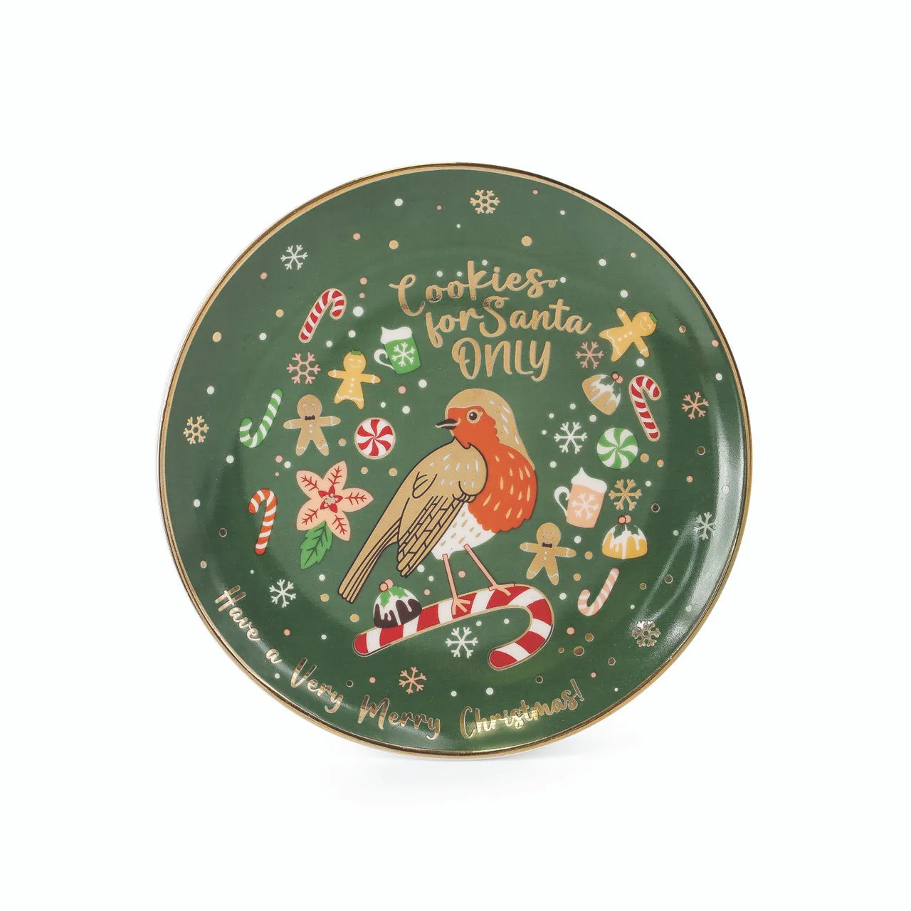 TIPPERARY CRYSTAL Christmas Robin Santa Cookie Plate and Milk Mug - Image 2