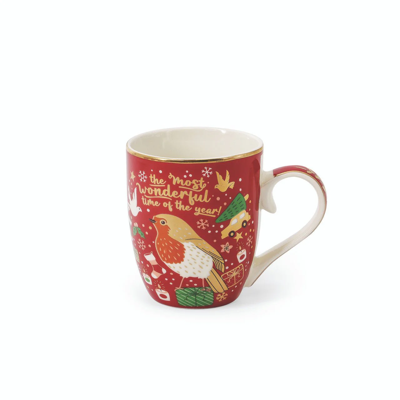TIPPERARY CRYSTAL Christmas Robins Set of 4 Mugs - Image 2