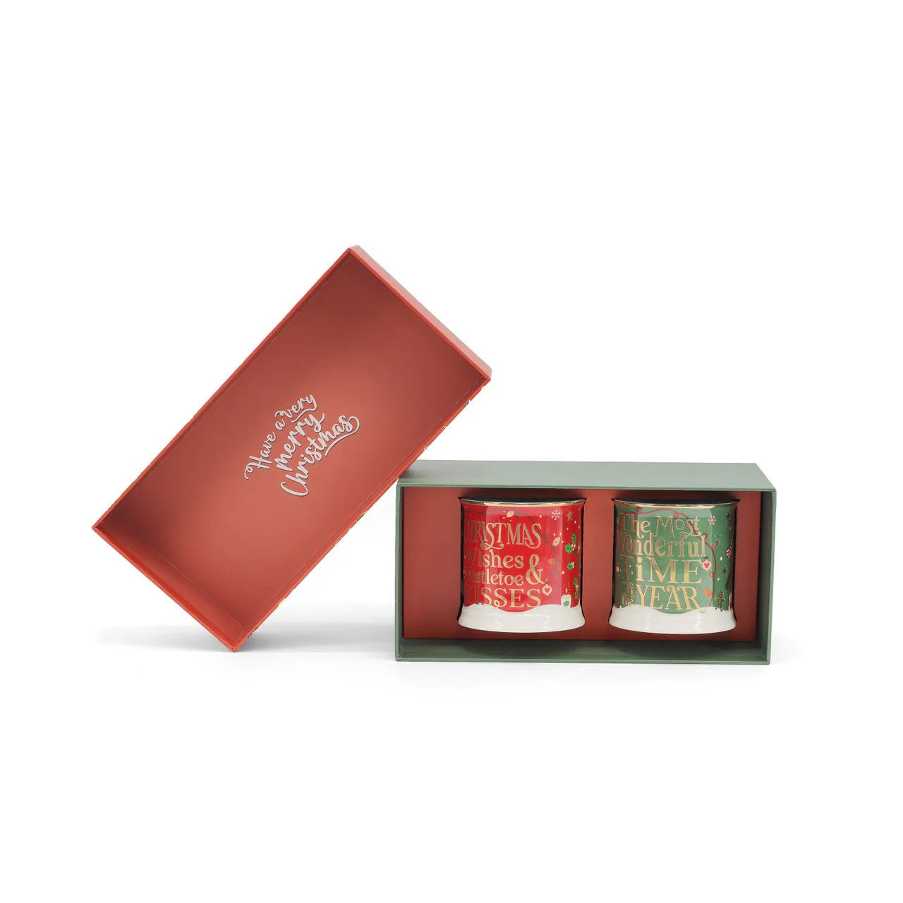 TIPPERARY CRYSTAL Christmas Wishes & Christmas Robin Set of 2 Mugs