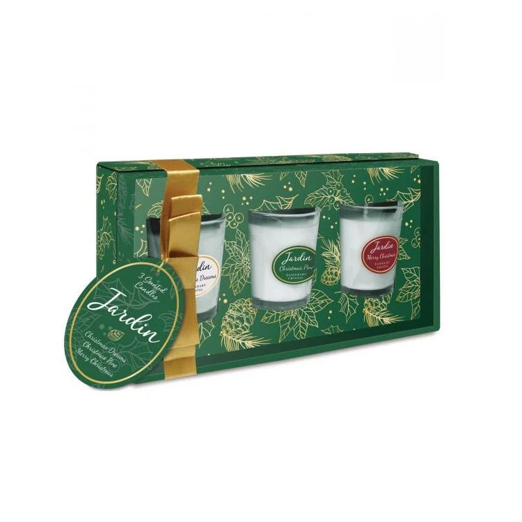 TIPPERARY CRYSTAL Jardin Collection 3 Mini Candles - Green Box
