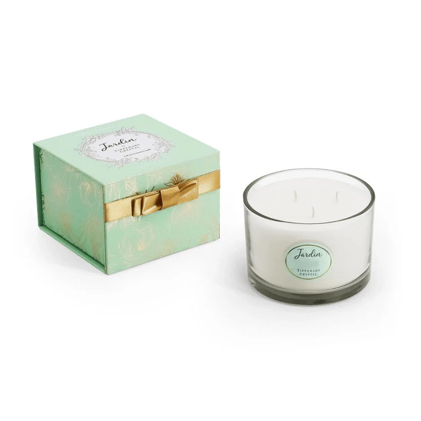 TIPPERARY CRYSTAL Jardin Collection 3 Wick Candle - White Jasmin