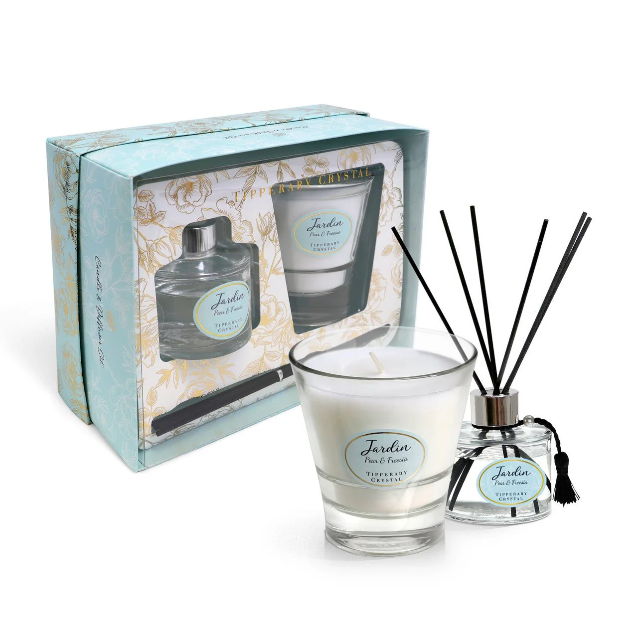 TIPPERARY CRYSTAL Jardin Pear & Freesia Candle & Diffuser Gift Set