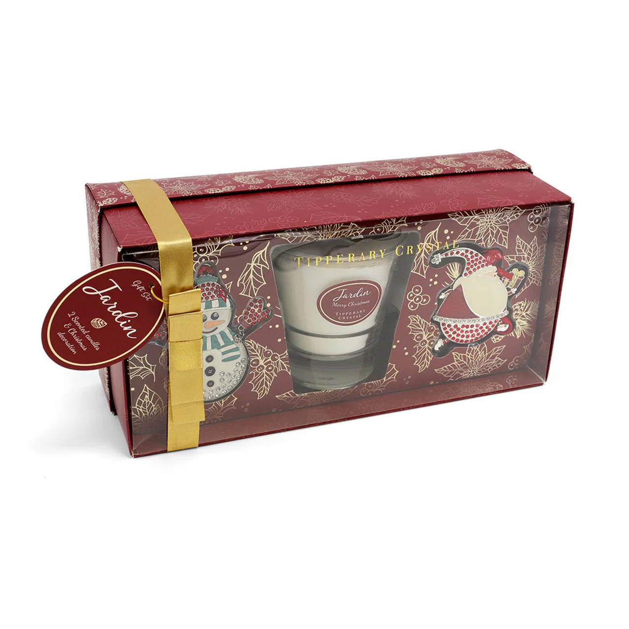 TIPPERARY CRYSTAL Jardin Scented Candle & 2 Christmas Decoration Gift Set