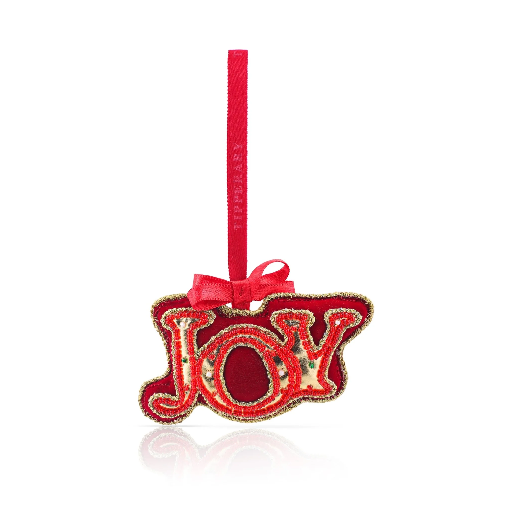 TIPPERARY CRYSTAL Joy Embroidery Hanging Christmas Decoration
