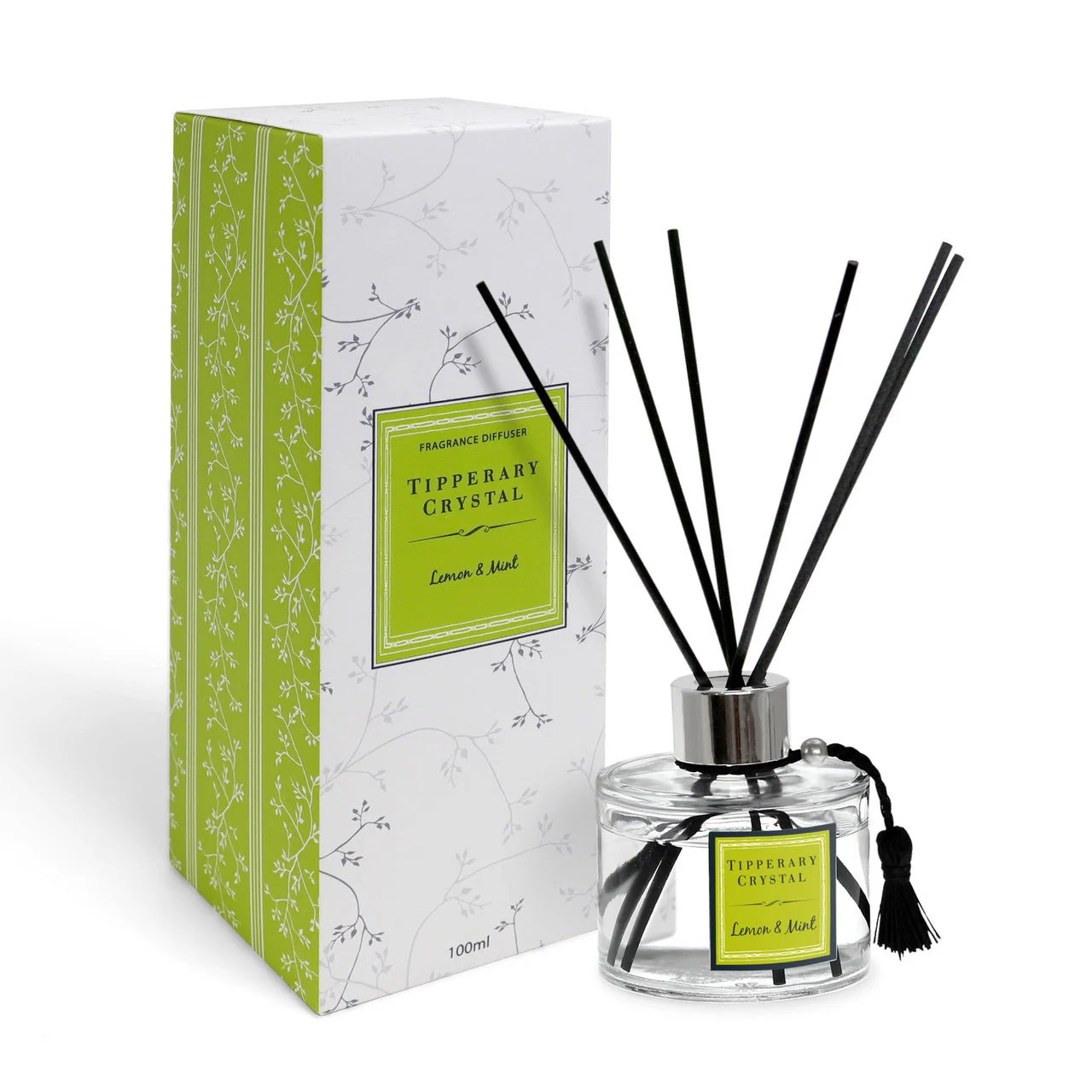 TIPPERARY CRYSTAL Lemon & Mint Fragranced Diffuser Set