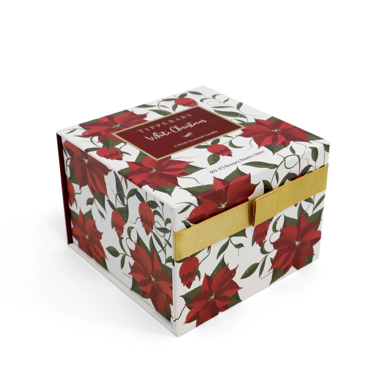 TIPPERARY CRYSTAL Poinsettia 3 Wick Candle - White Christmas - Image 2