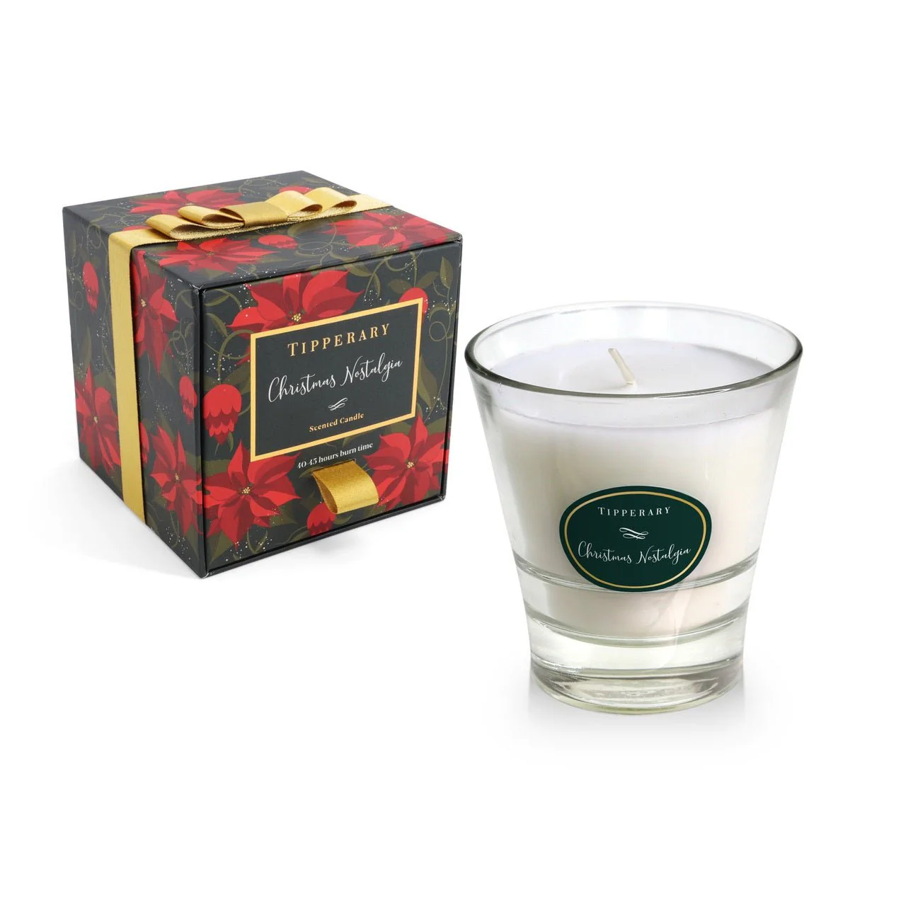 TIPPERARY CRYSTAL Poinsettia Tumbler Candle - Christmas Nostalgia