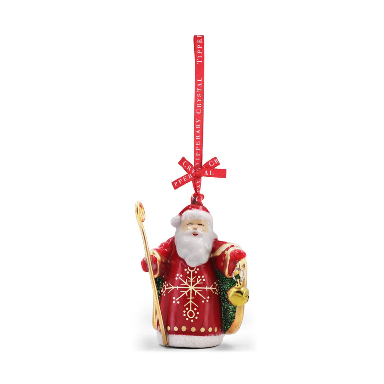 TIPPERARY CRYSTAL Porcelain Santa with Staff Christmas Decoration