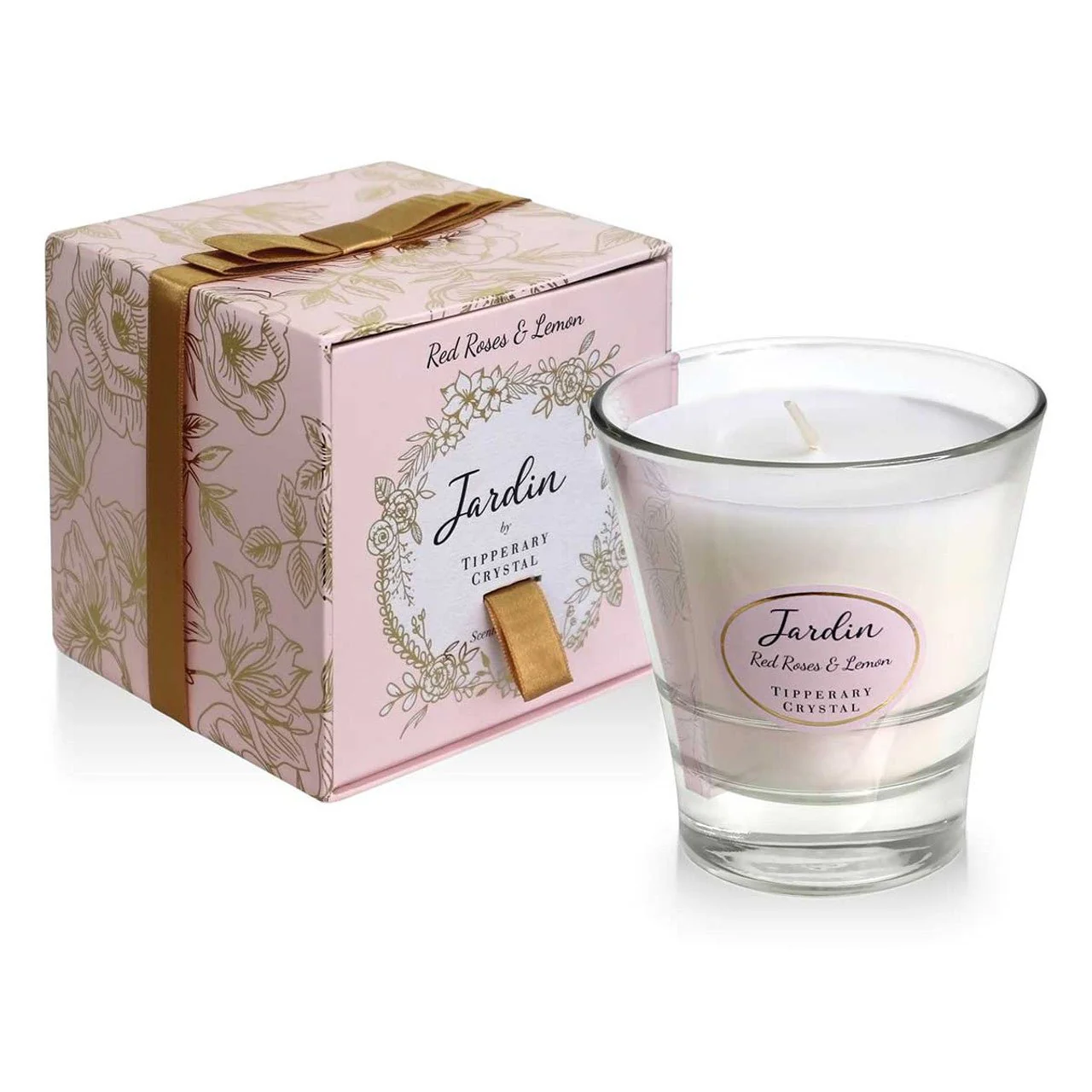 TIPPERARY CRYSTAL Red Roses & Lemon Jardin Collection Candle