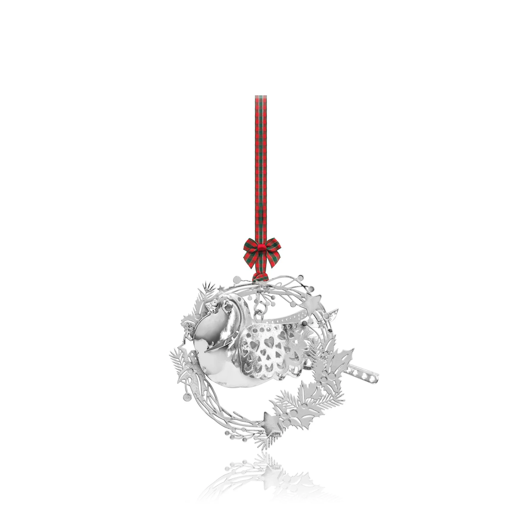 TIPPERARY CRYSTAL Robin with Wreath Hanging Christmas Decoration