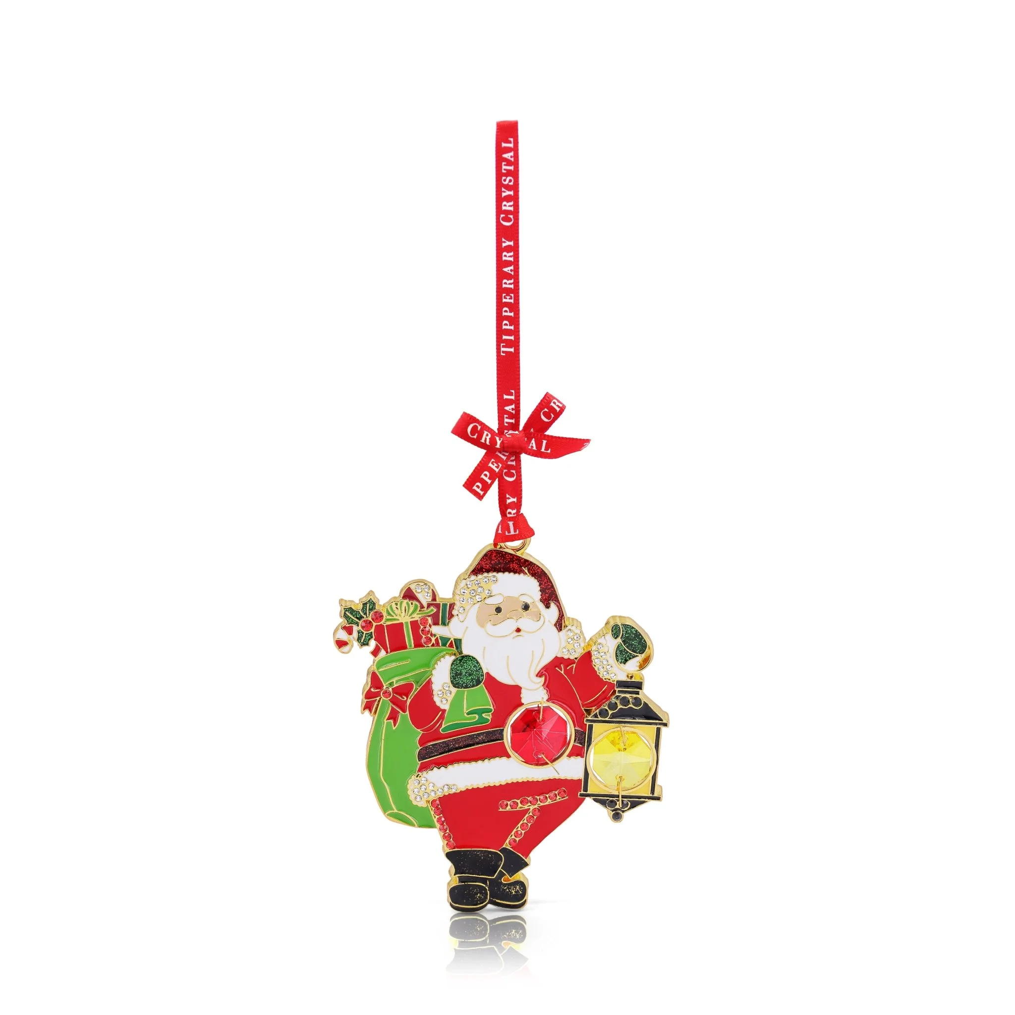 TIPPERARY CRYSTAL Santa & Lantern Gems Hanging Christmas Decoration