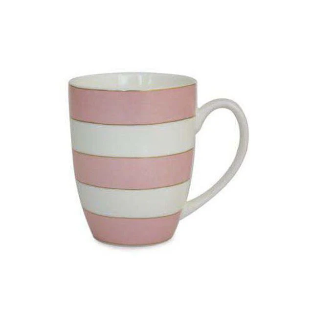 TIPPERARY CRYSTAL Set 6 Bone China Mugs - Spots & Stripes - Pink - Image 2