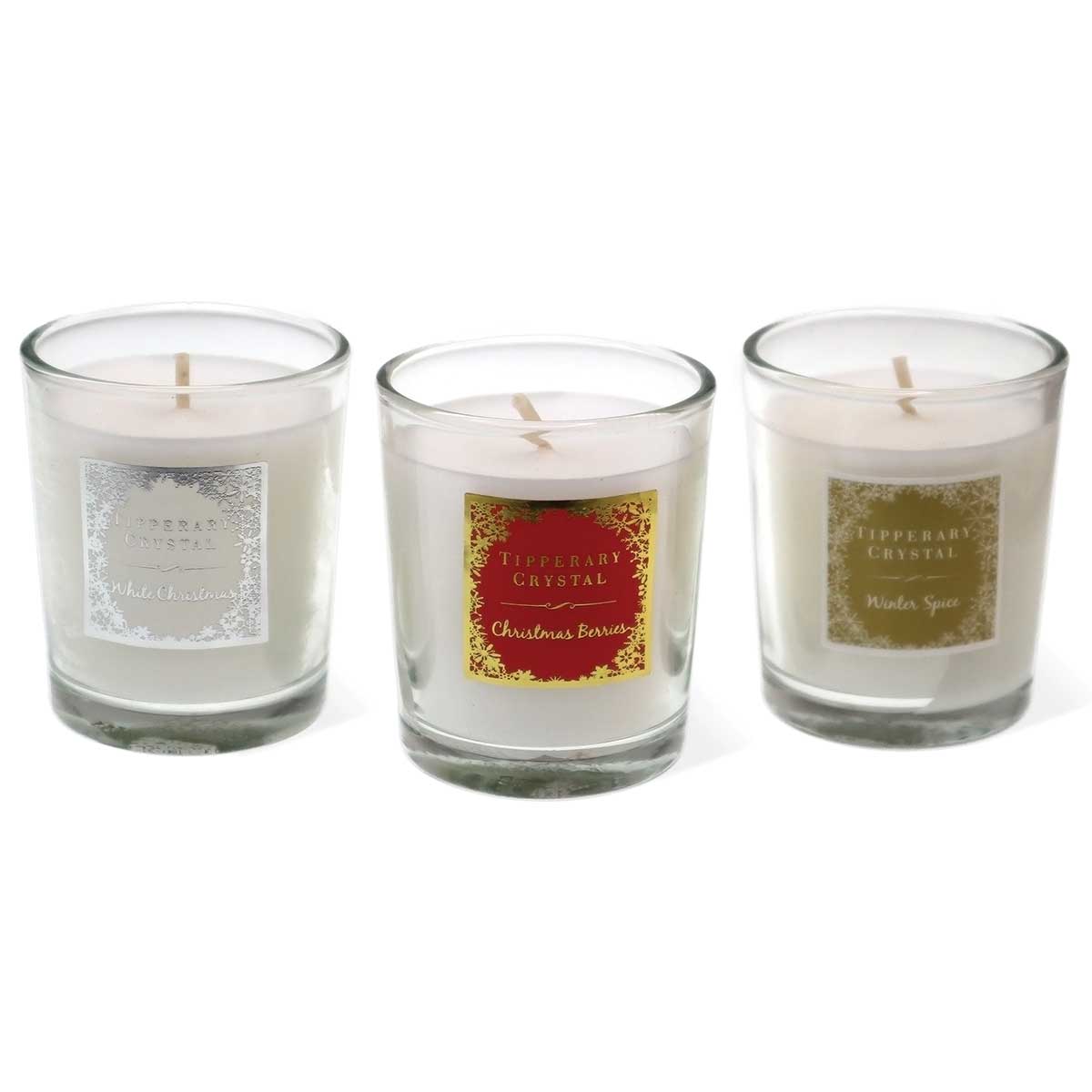 TIPPERARY CRYSTAL Set of 3 Christmas Candles in Red Gift Box - Image 2