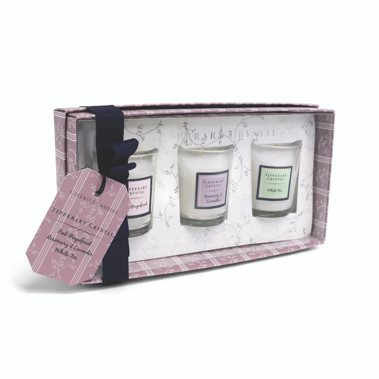 TIPPERARY CRYSTAL Set Three Mini Candles (Pink Grapefruit/Rosemary/White Tea)