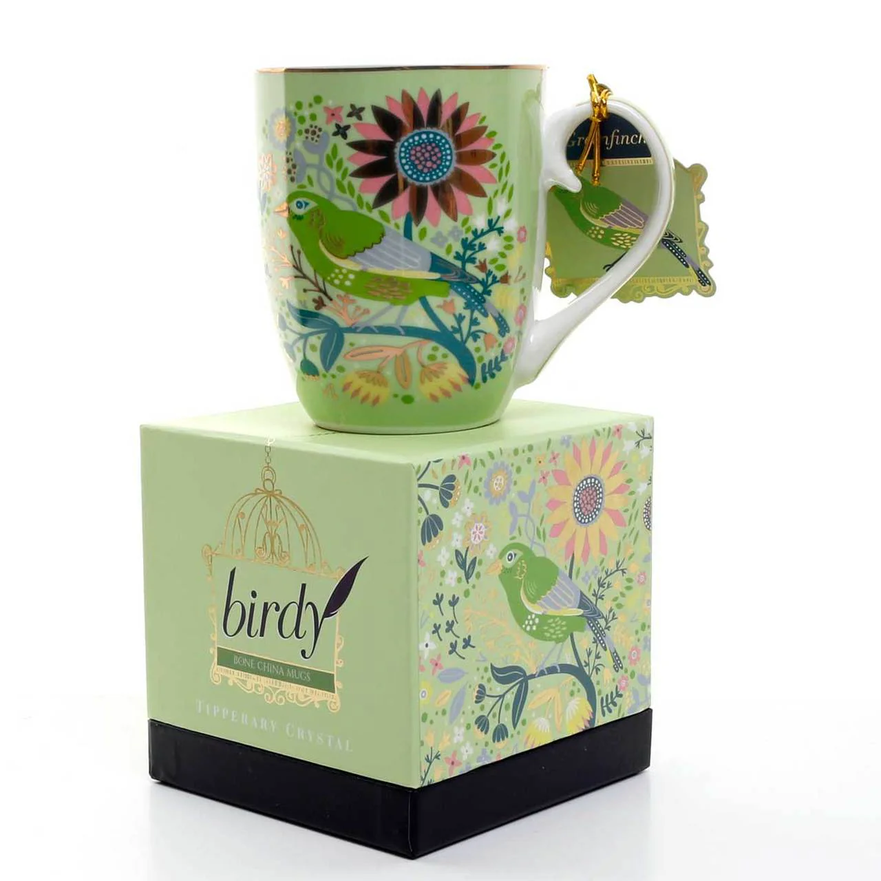 Tipperary Crystal Single Birdy Mug - Greenfinch
