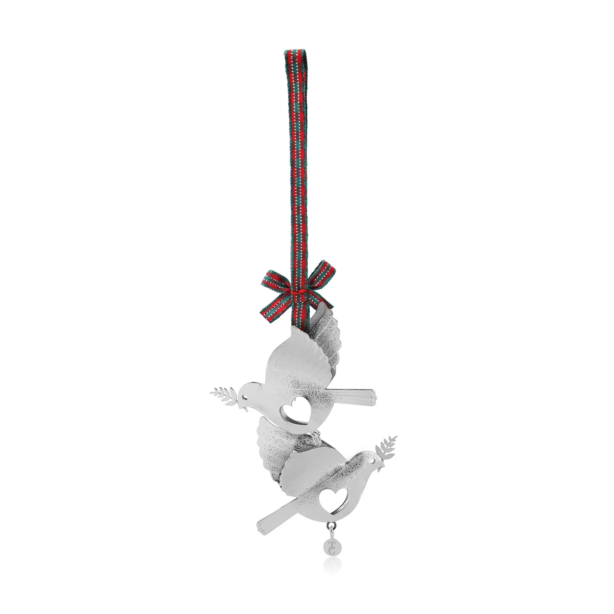TIPPERARY CRYSTAL Turtle Doves Hanging Christmas Decoration