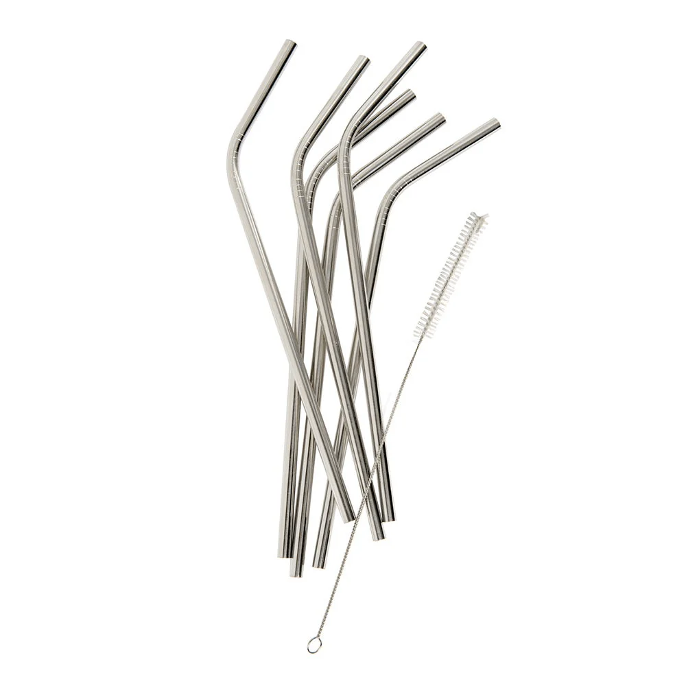 Top Gourmet Stainless Steel Straws & Cleaning Brushes 6pc Set - Image 2