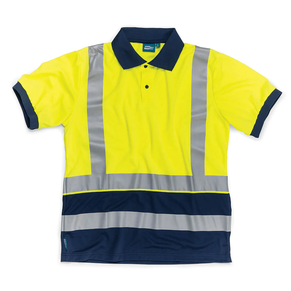 Tough Grit Hi-Vis Quick Dry UV Protective 2-Tone Polo Shirt - Large