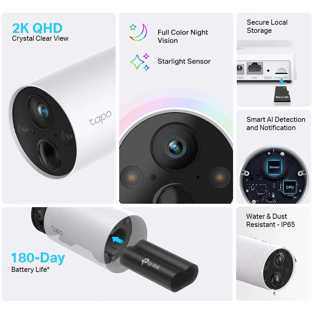 TP-Link Tapo Smart Wire-Free Indoor & Outdoor Security Camera System - White - Image 6