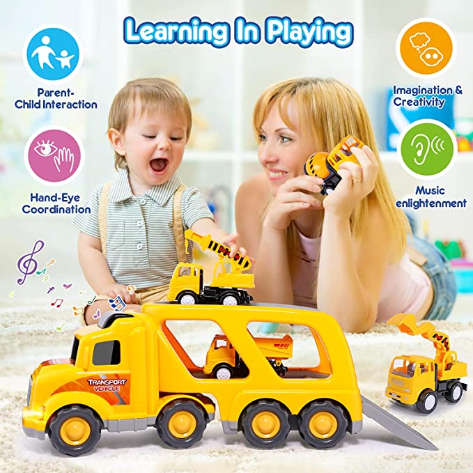 Transport Truck With 4 Construction Vehicles - Image 3