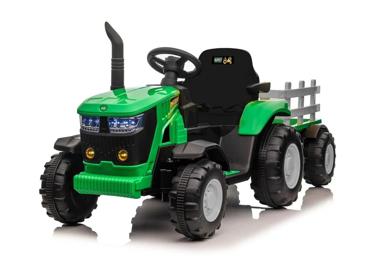 Turbo Harvest 12V Electric Ride On Tractor with Trailer Green - Image 10
