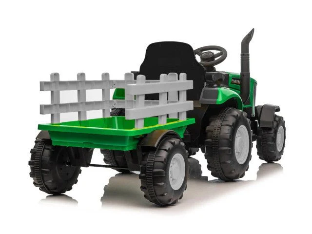 Turbo Harvest 12V Electric Ride On Tractor with Trailer Green - Image 2
