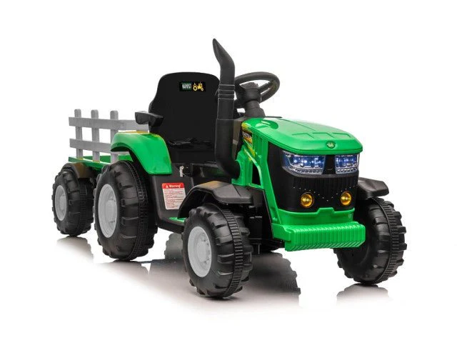 Turbo Harvest 12V Electric Ride On Tractor with Trailer Green - Image 4