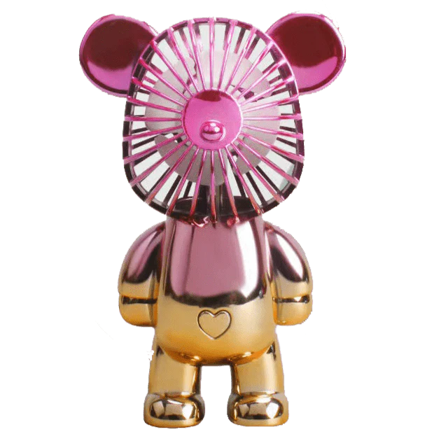 Two-Tone Cerise Gold Bear Fan