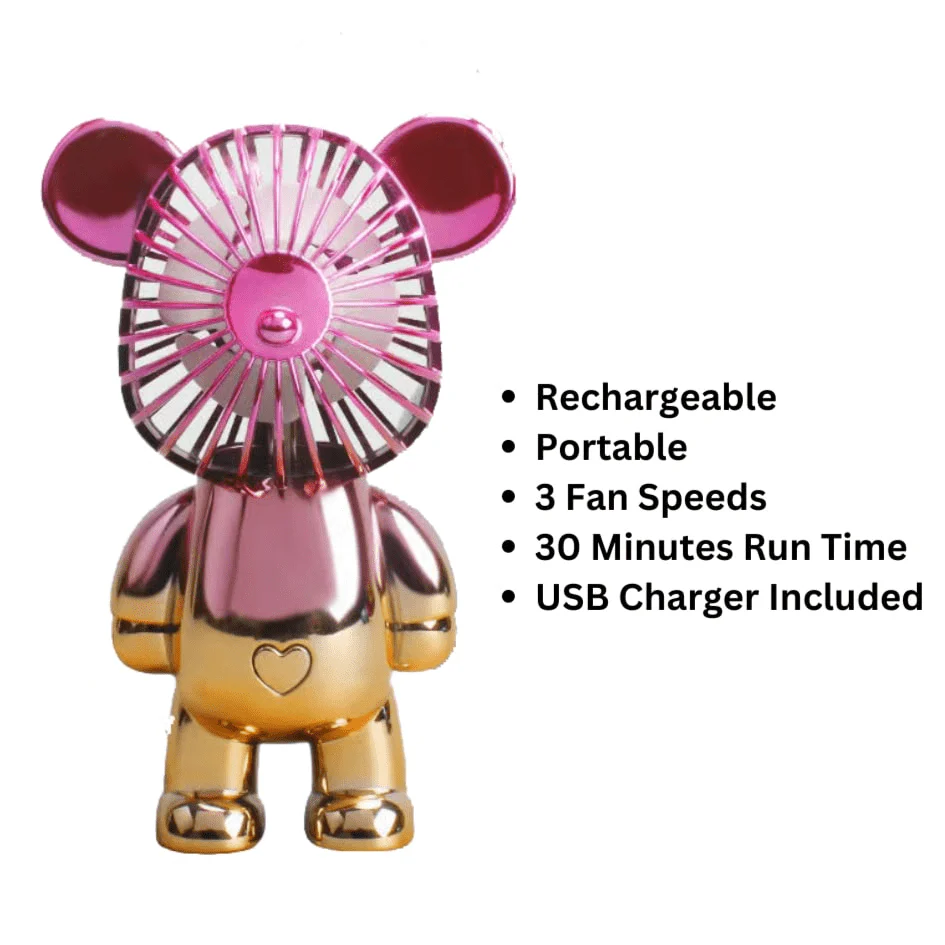 Two-Tone Cerise Gold Bear Fan - Image 2