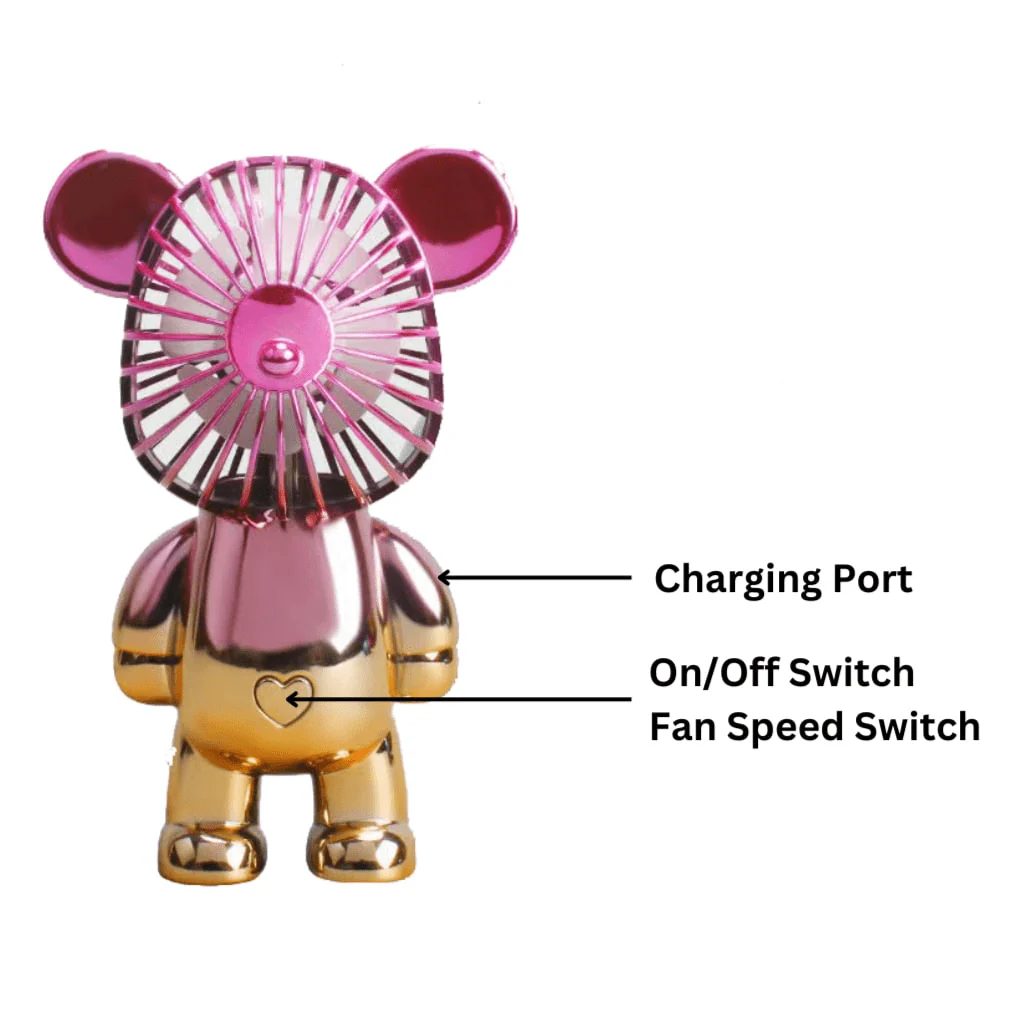 Two-Tone Cerise Gold Bear Fan - Image 4