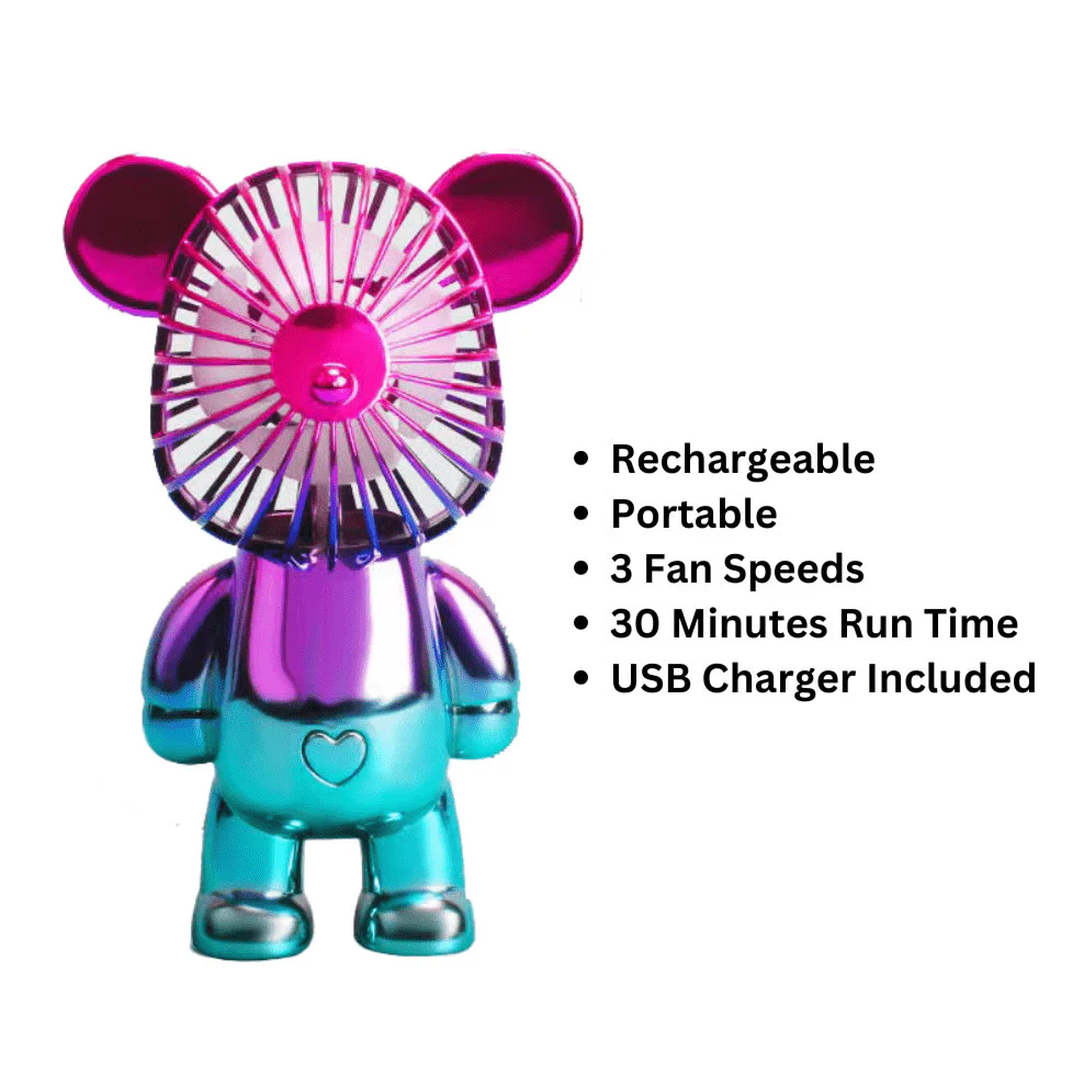 Two-Tone Cerise Green Bear Fan - Image 2