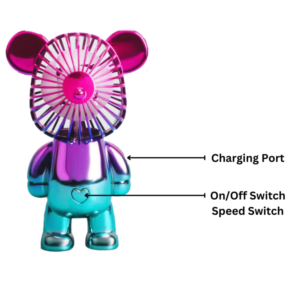 Two-Tone Cerise Green Bear Fan - Image 3