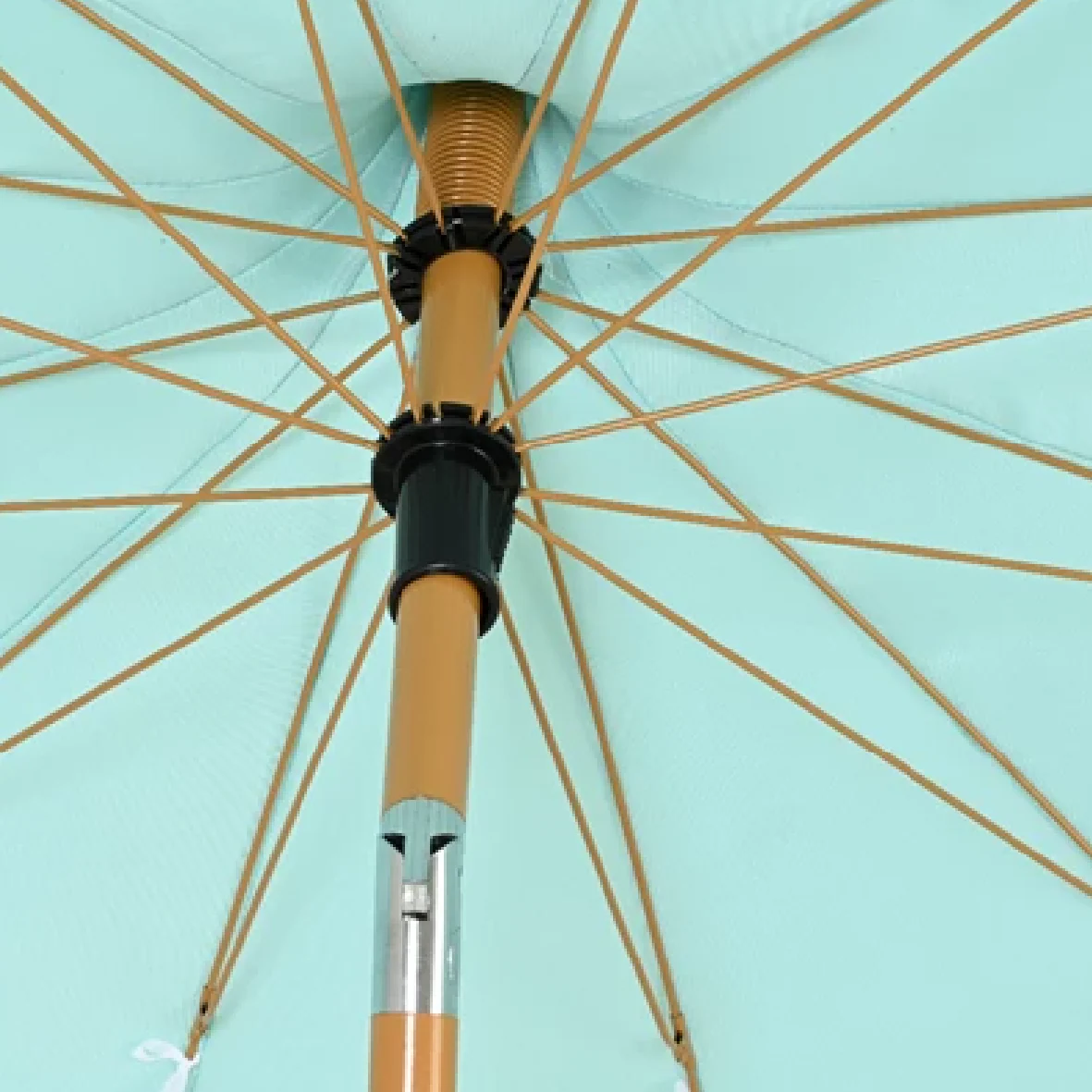 Two Tone Luxury Scalloped Parasol Aqua 2m - Image 4