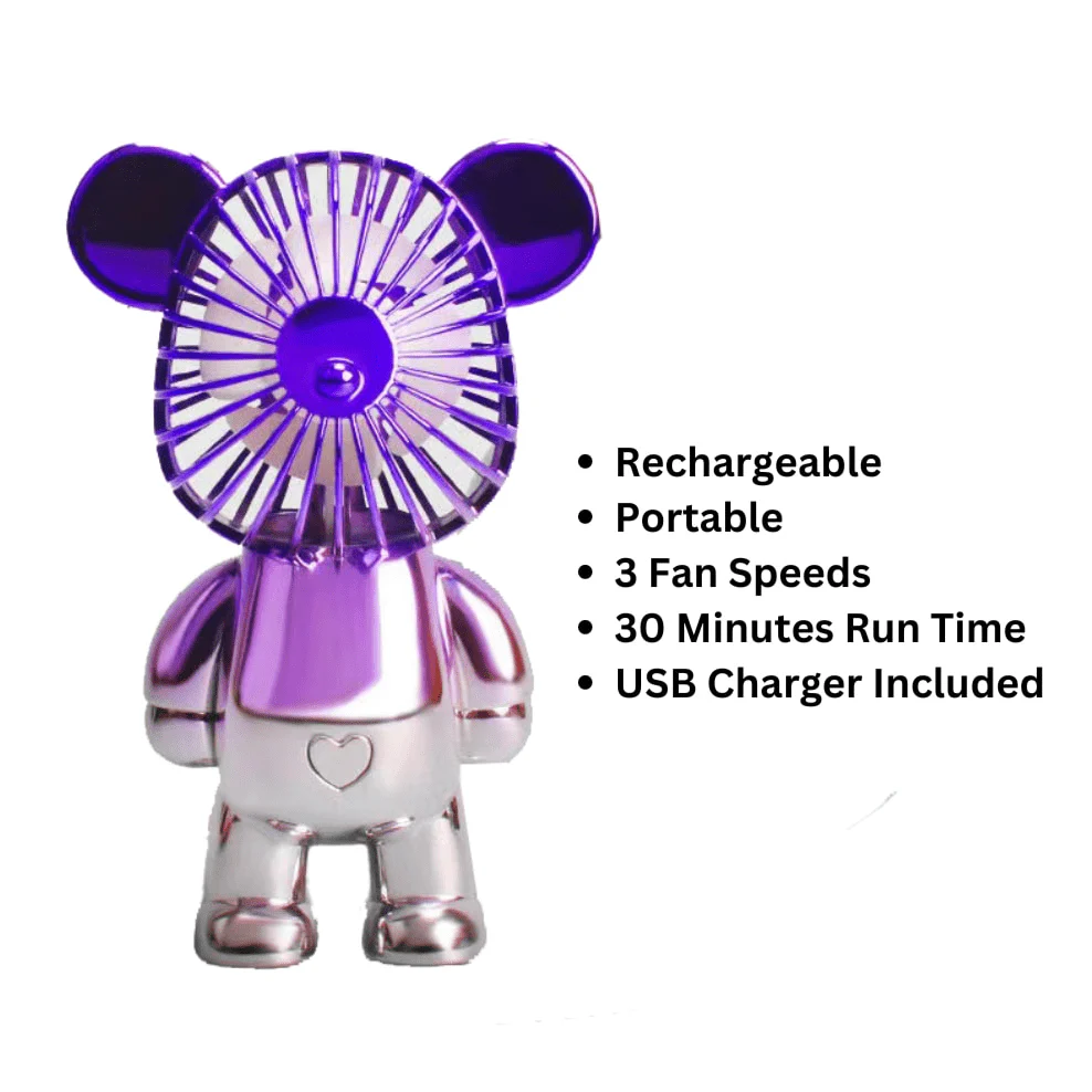 Two-Tone Purple Silver Bear Fan - Image 2