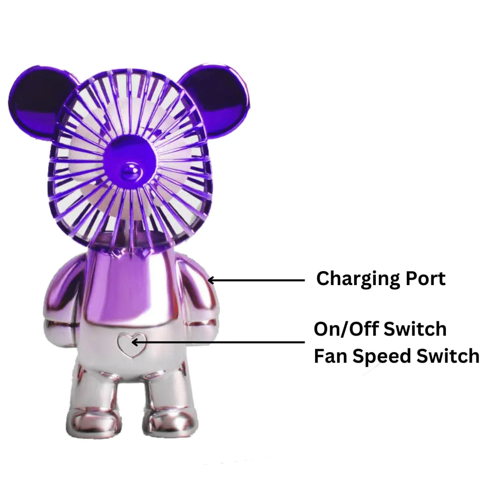 Two-Tone Purple Silver Bear Fan - Image 3
