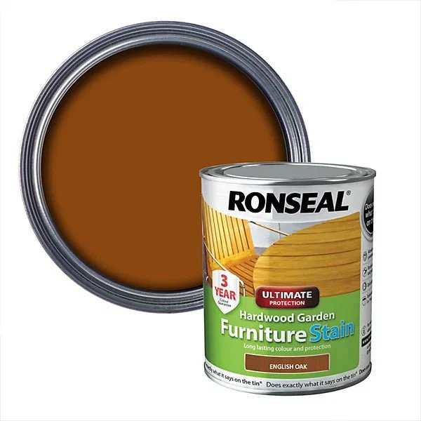 Ultimate Protection Hardwood Garden Furniture Stain 750ml English Oak
