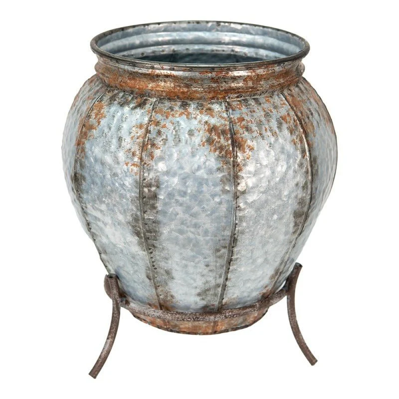 Vase 24 x 38cm Grey Brown Iron Round Decorative