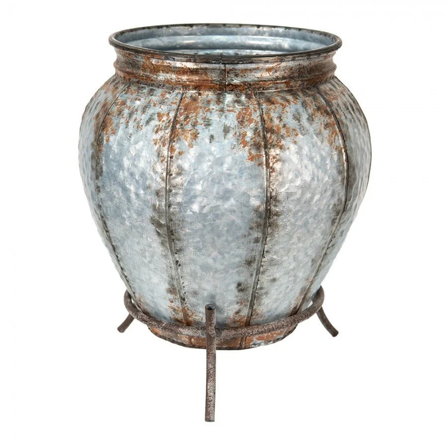 Vase 24 x 38cm Grey Brown Iron Round Decorative - Image 2