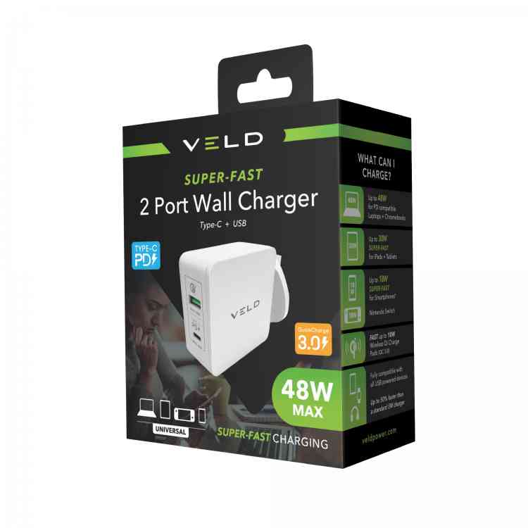 VELD VH48DW Super-Fast Wall Charger 48W 2 Port - Image 2