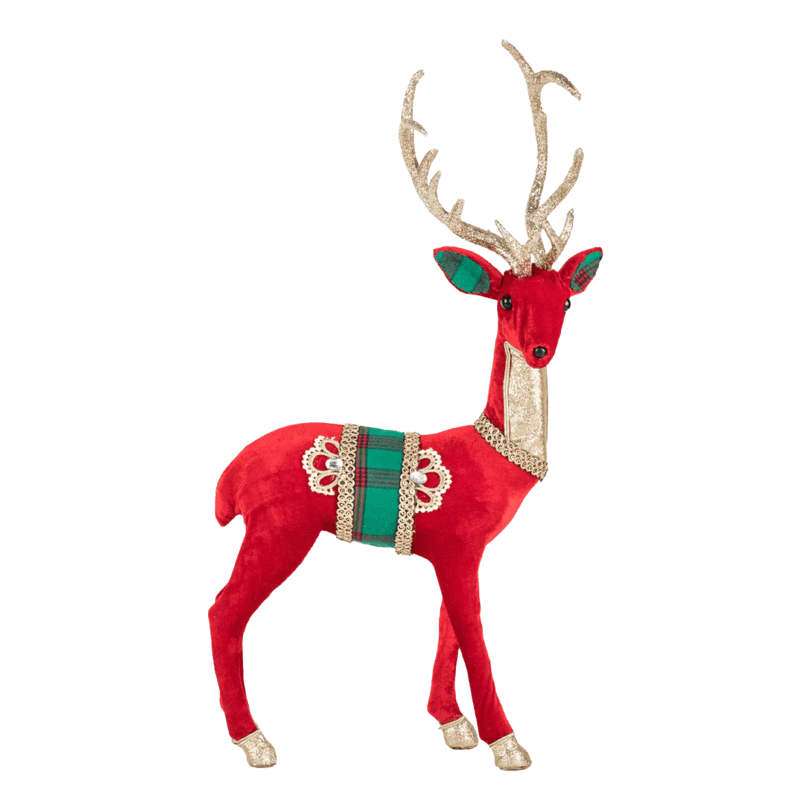 Velvet Red Standing Reindeer 35x18x55cm