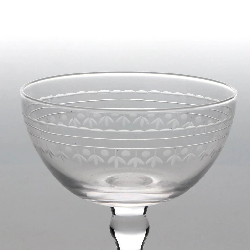 Vintage Etched Coupe Glasses 200ml (Set of 2) – Clear - Image 3