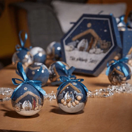 Vintage Nativity Baubles Set of 7