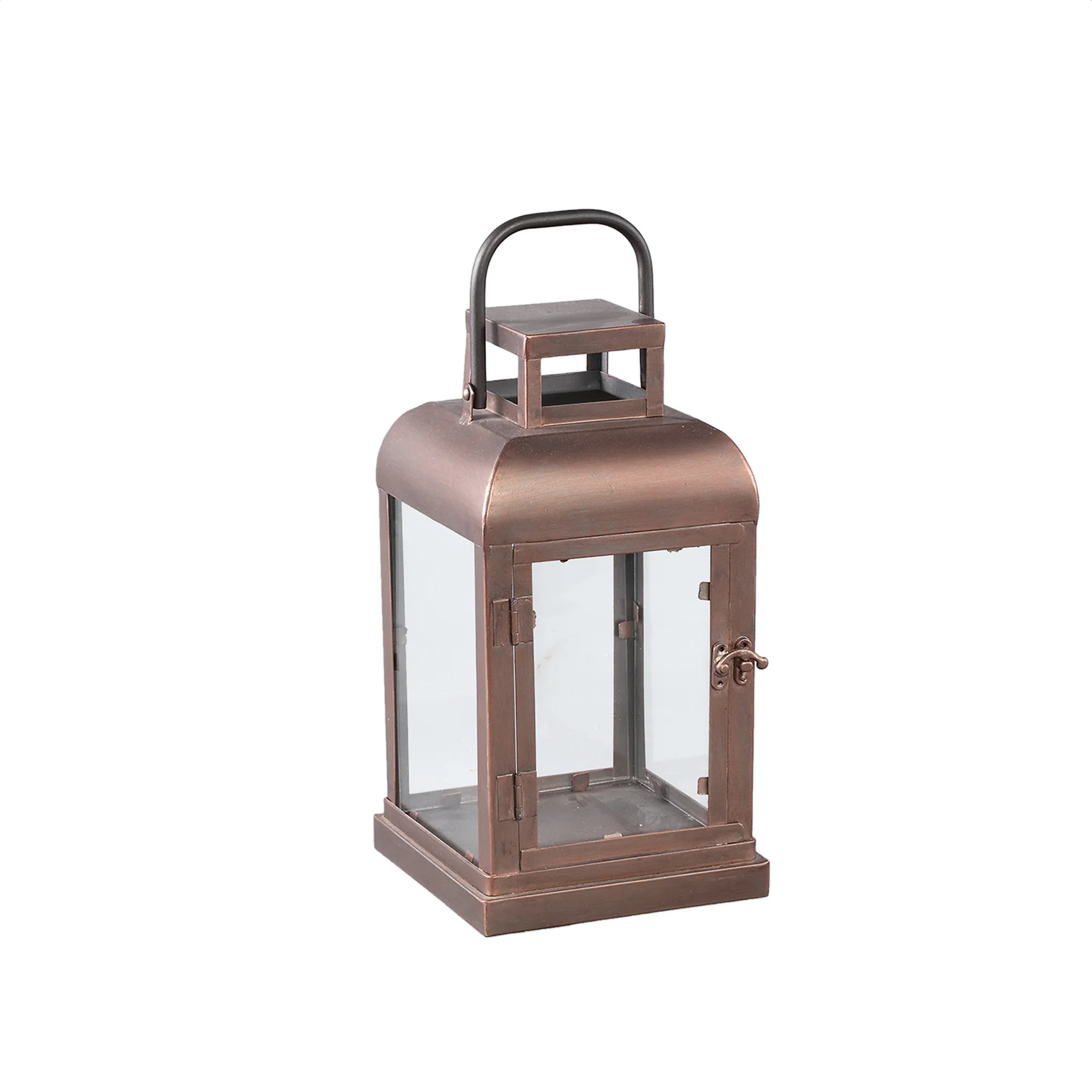 Vitoria 32cm Copper Rectangular Lantern with Glass