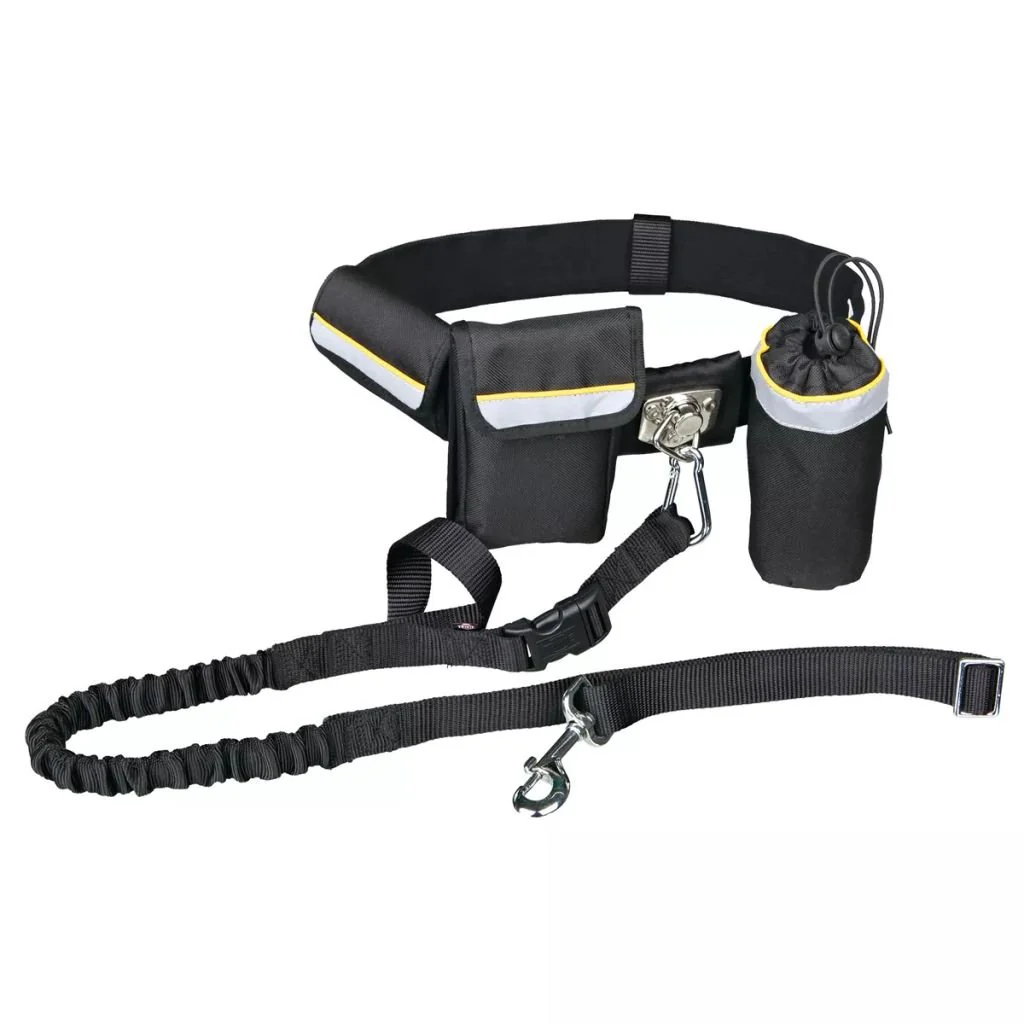 Trixie Dog Waist Belt with Leash Black
