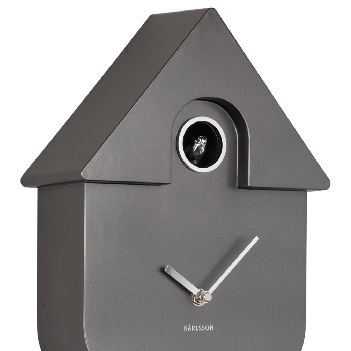 Wall Clock Modern Cuckoo Metallic Dark Grey - Image 3