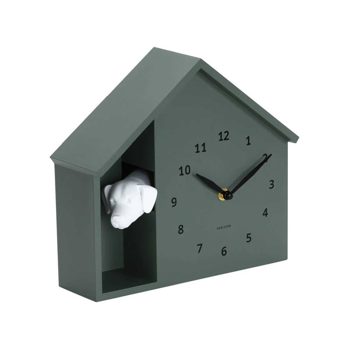 Wall Clock Peeking Doggy Jungle Green - Image 2