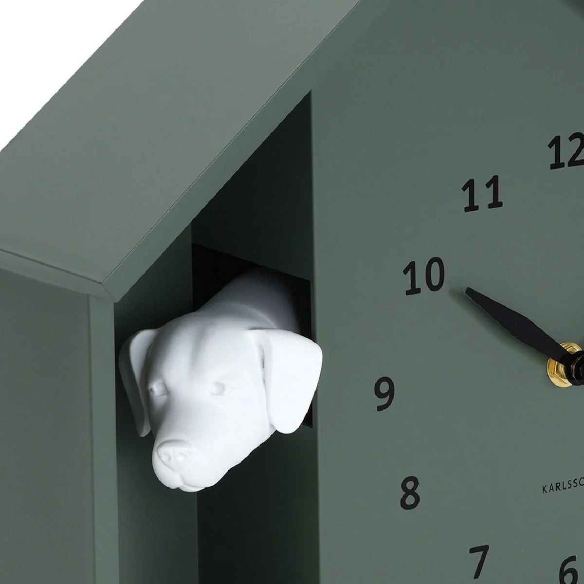 Wall Clock Peeking Doggy Jungle Green - Image 3