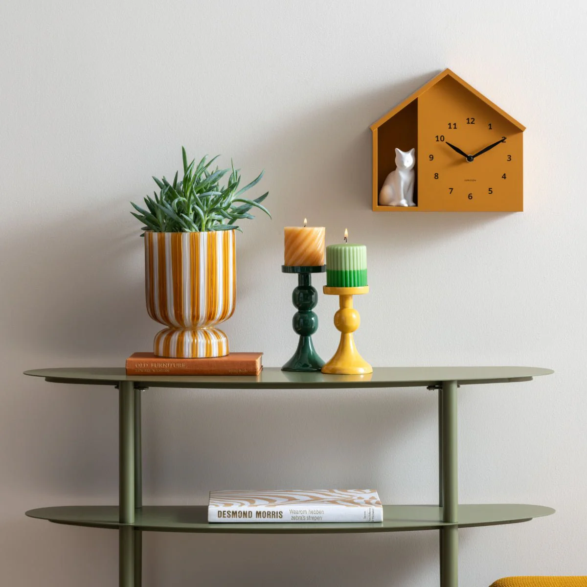 Wall Clock Sitting Cat Ochre Yellow - Image 4